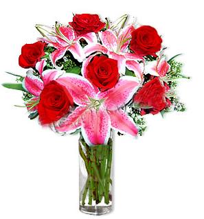  Ankara Çankaya anneler günü çiçek yolla  1 dal cazablanca ve 6 kırmızı gül çiçeği