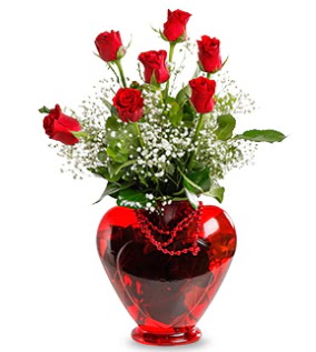Kalp cam içinde 7 adet kırmızı gül  Ankara Çankaya online çiçekçi , çiçek siparişi  