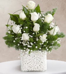 9 beyaz gül vazosu  Çankaya çiçek servisi , çiçekçi adresleri 