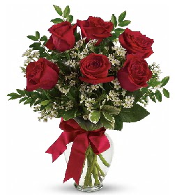 Cam vazo içerisinde 6 adet kırmızı gül  Çankaya hediye sevgilime hediye çiçek  
