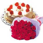 9 adet kirmizi gül ve pasta   Çankaya çiçekçiler 14 şubat sevgililer günü çiçek 