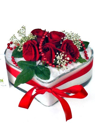  Ankara çiçek siparişi Çankaya çiçek satışı  EN ÇOK BEN SEVIYORUM Mika kalp 5 adet kirmizi gül 
