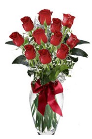 11 adet kirmizi gül vazo mika vazo içinde  Ankara çiçek gönderme Çankaya ucuz çiçek gönder 