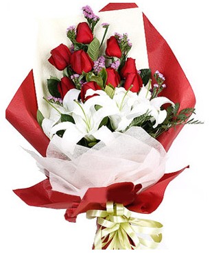  Ankara Çankaya İnternetten çiçek siparişi  1 dal kazablankaa 9 adet kırmızı gül buketi