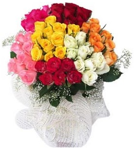  Ankara Çankaya çiçek online çiçek siparişi  51 adet farklı renklerde gül buketi