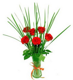  Ankara Çankaya çiçek mağazası , çiçekçi adresleri  6 adet kırmızı güllerden vazo çiçeği