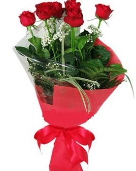 5 adet kırmızı gülden buket  Ankara Çankaya internetten çiçek siparişi 