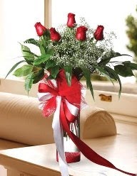 Camda 5 kırmızı gül tanzimi  Ankara Çankaya çiçek online çiçek siparişi 