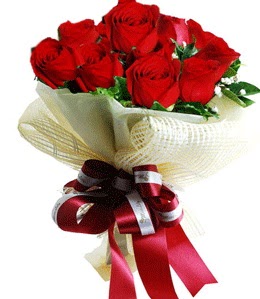 9 adet kırmızı gülden buket tanzimi  Çankaya çiçekçiler 14 şubat sevgililer günü çiçek 