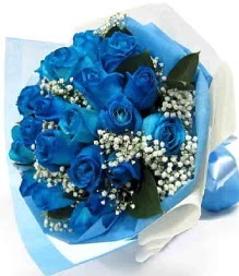 15 adet mavi gülden şahane eşsiz buket  Ankara Çankaya çiçek , çiçekçi , çiçekçilik 