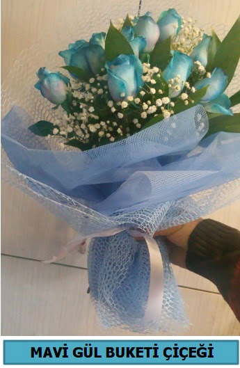 12 adet mavi gülden mavi buket  Ankara Çankaya çiçek online çiçek siparişi 