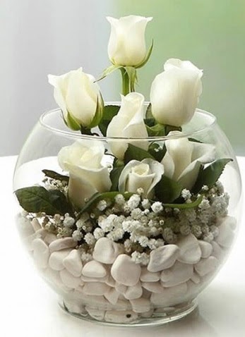 Beyaz Mutluluk 9 beyaz gül fanusta  Ankara Çankaya online çiçekçi , çiçek siparişi  