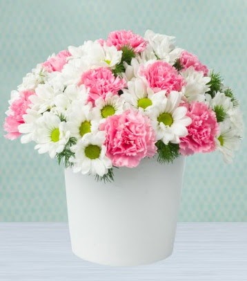 Seramik vazoda papatya ve kır çiçekleri  Ankara Çankaya online çiçekçi , çiçek siparişi 