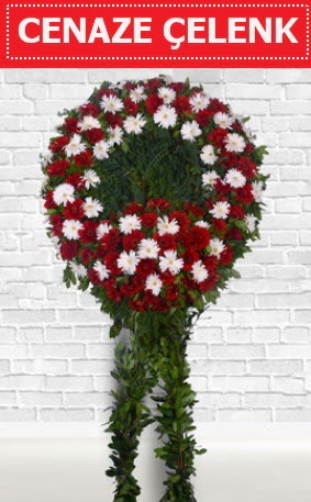 Kırmızı Beyaz Çelenk Cenaze çiçeği  Ankara Çankaya uluslararası çiçek gönderme 