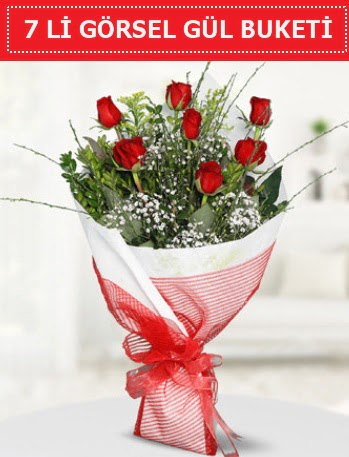 7 adet kırmızı gül buketi Aşk budur  Çankaya çiçek servisi , çiçekçi adresleri 