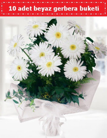 10 Adet beyaz gerbera buketi  Ankara Çankaya çiçek mağazası , çiçekçi adresleri 