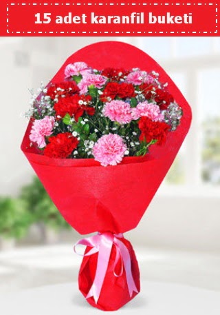 15 adet karanfilden hazırlanmış buket  Ankara çiçek siparişi Çankaya çiçek satışı 