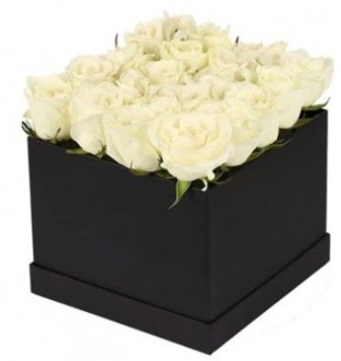 Kare kutuda 19 adet beyaz gül aranjmanı  Ankara Çankaya çiçek online çiçek siparişi 